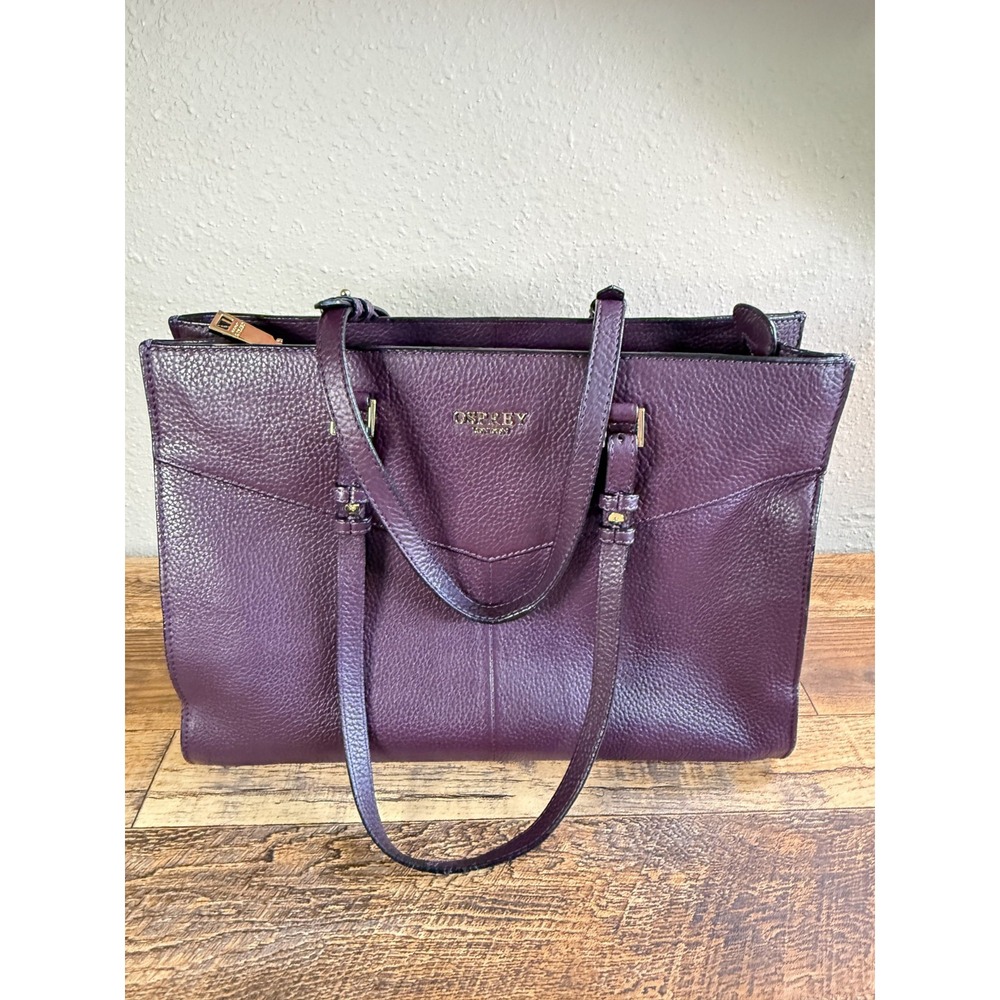 Osprey London Pebbled Leather Tote Bag Purple Plum Whimsigoth Handbag